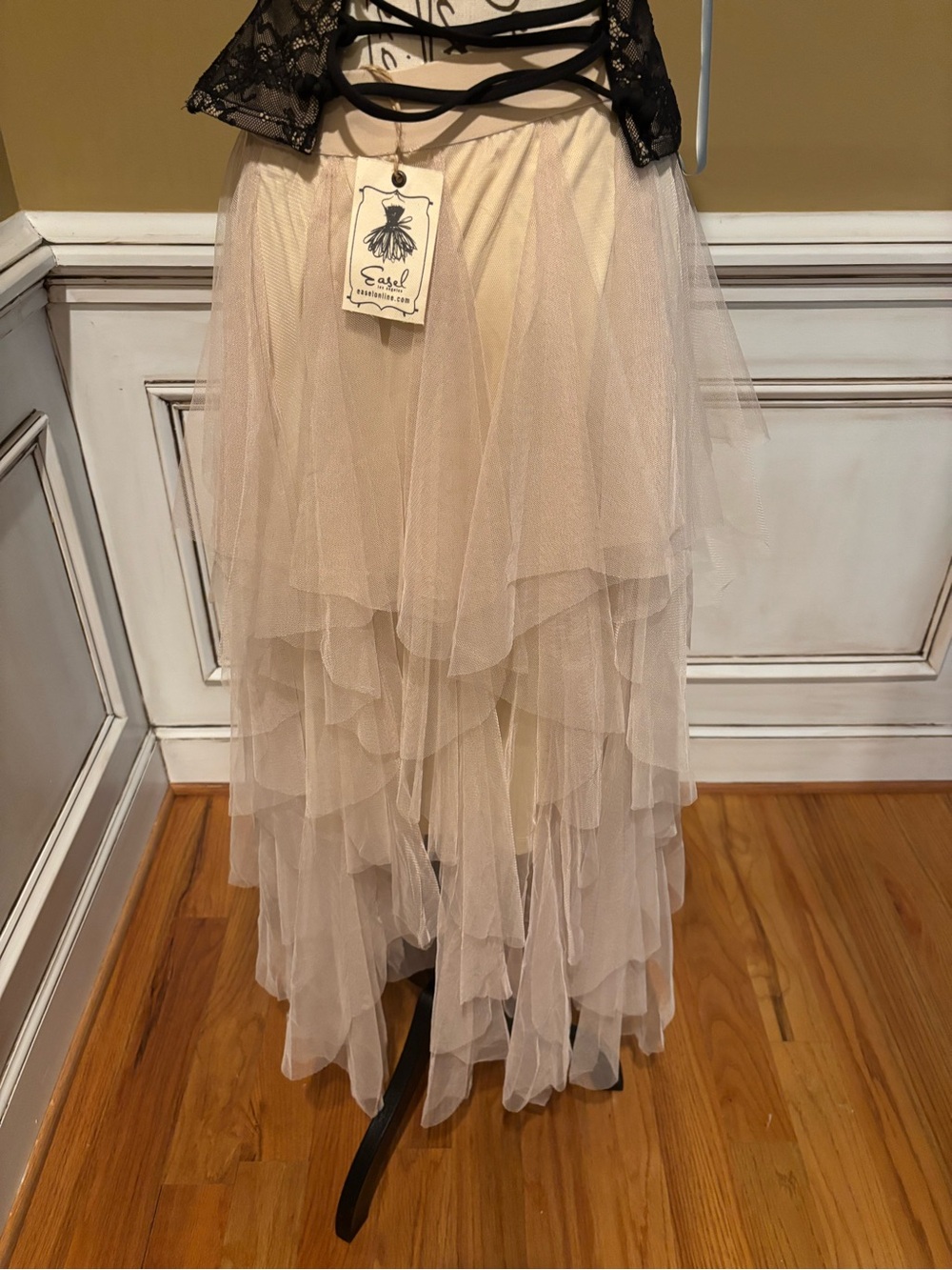 easel Layered Tulle Maxi Skirt in Blush Pink